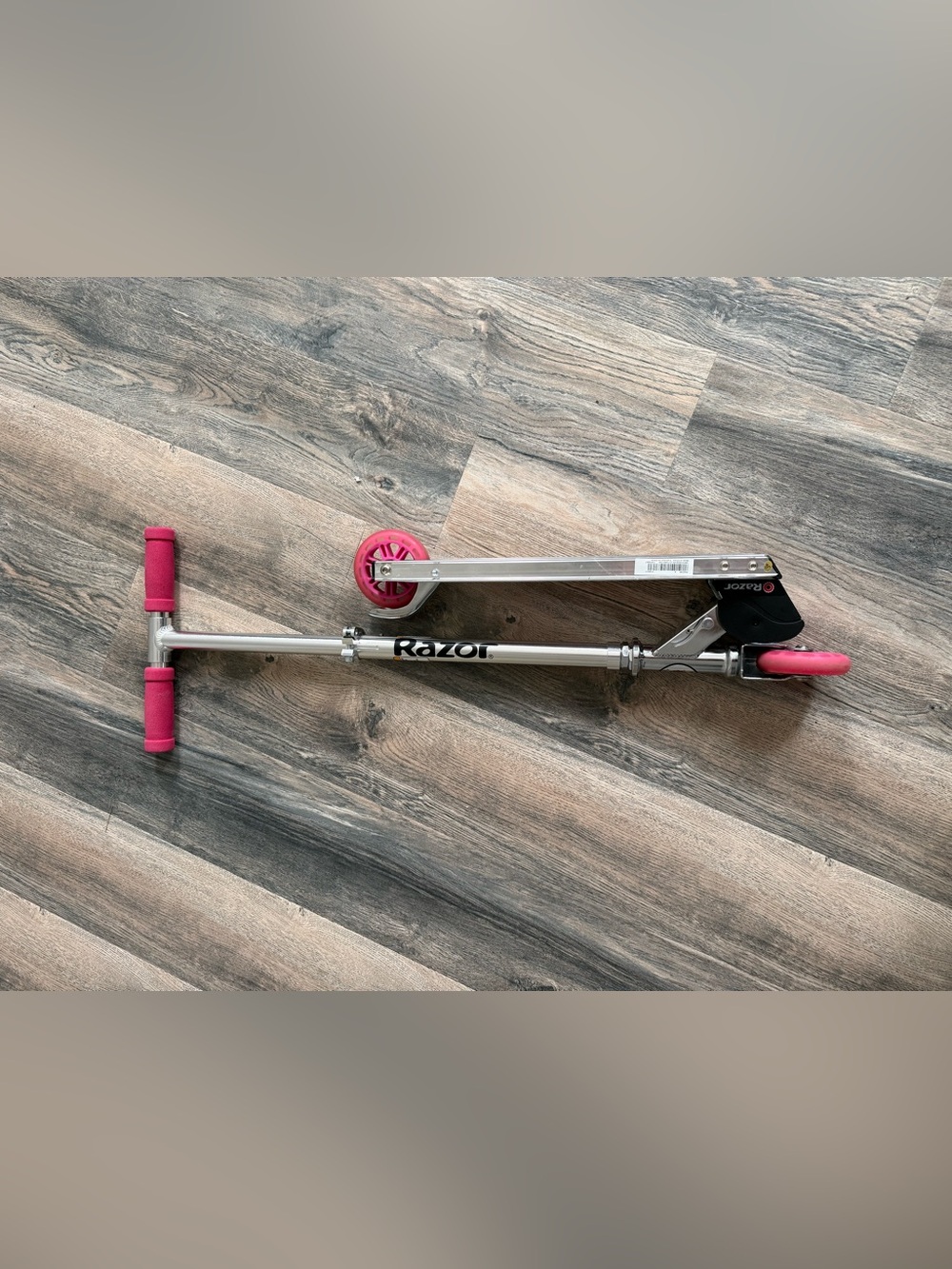 Razor Silver Scooter with Pink Wheel Accent